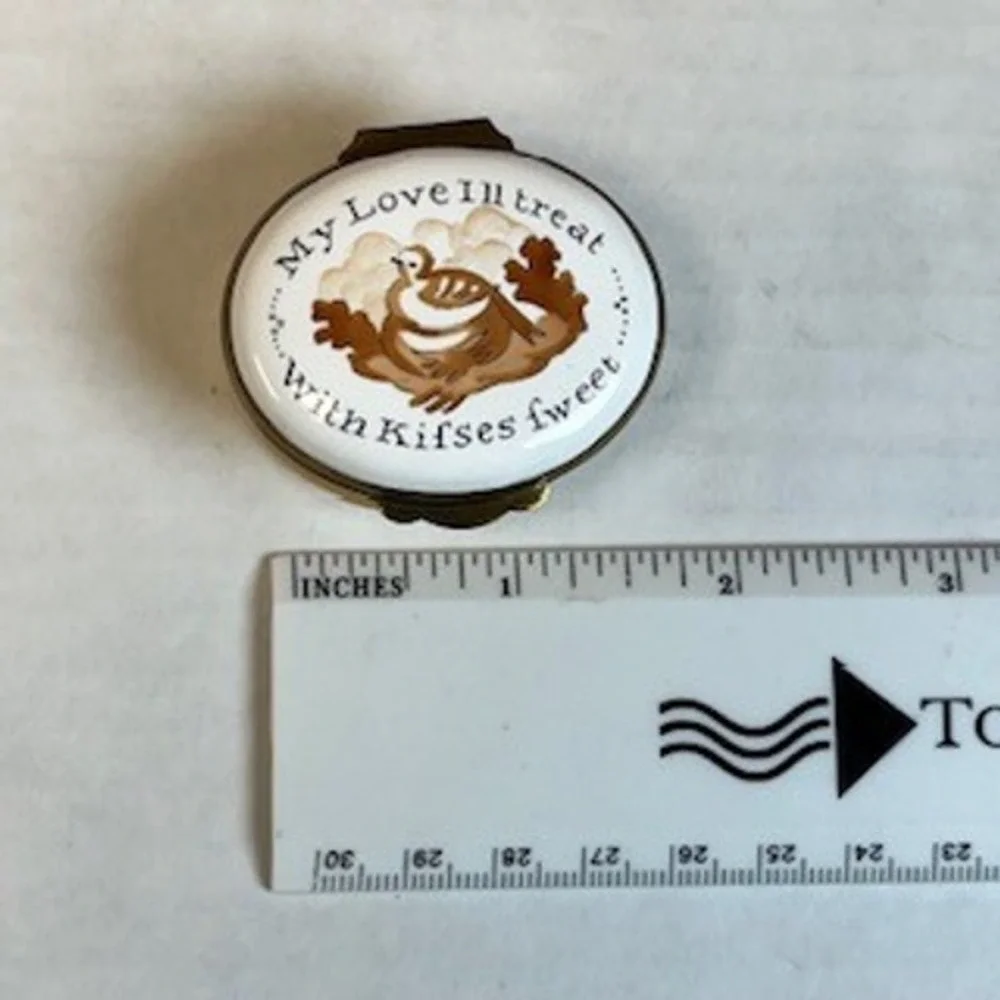 Crummles English Enamels Mourning Dove Trinket Box My Love Ill Treat With Kisses - Picture 9 of 9